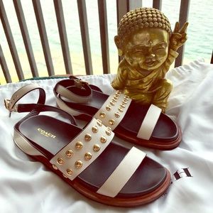 COACH DANNIE STUDDED SANDALS CHALK (white) Sz 10
